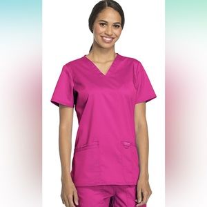 NEW XL Cherokee Workwear Revolution stretch scrub top in Electric Pink X-large